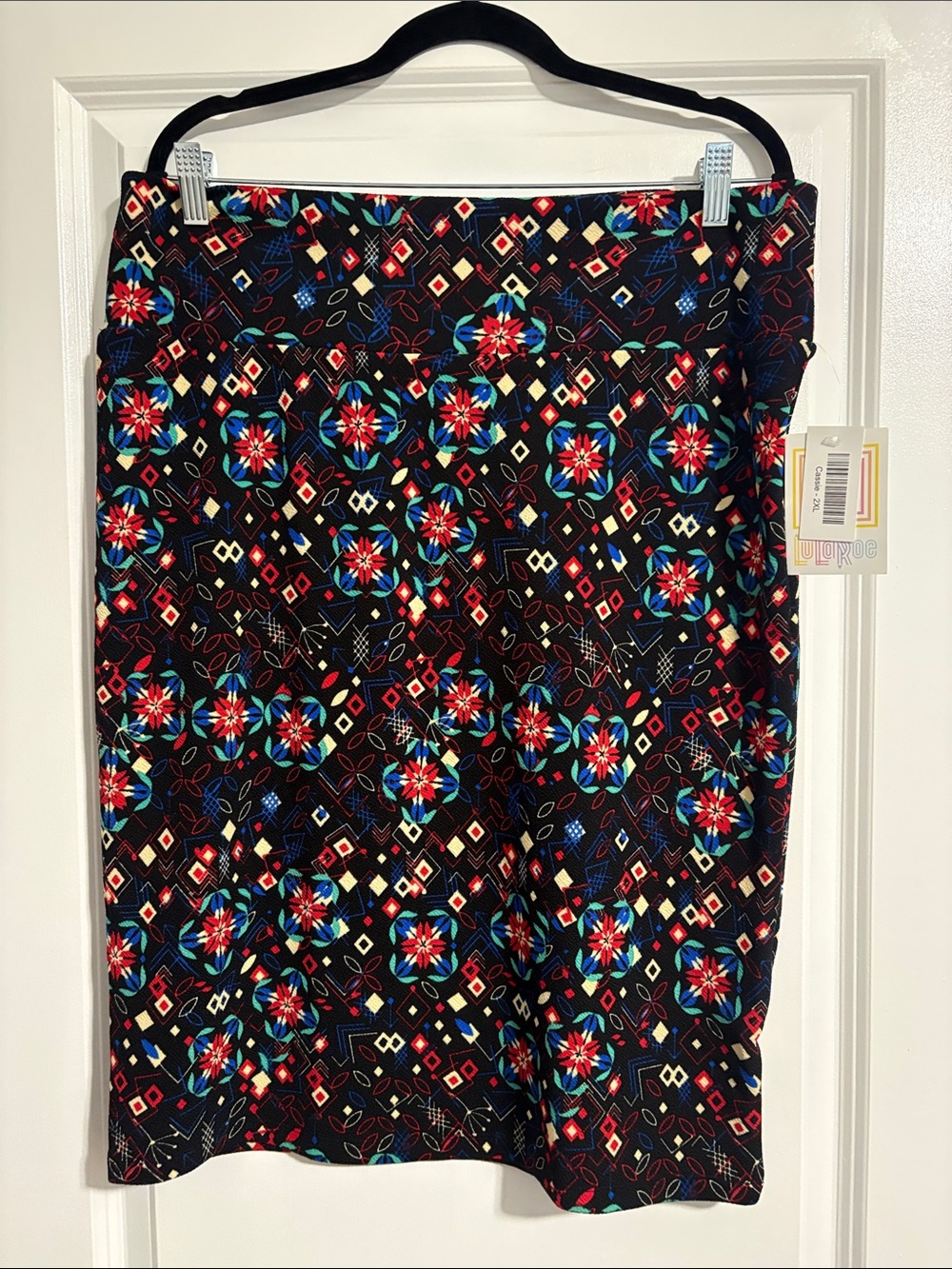 LuLaRoe Black Floral Geometric Pencil Skirt